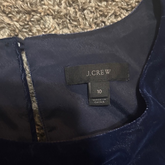 J Crew Deep Navy Blue Velvet Ruffle Hem Dress - Picture 5 of 9